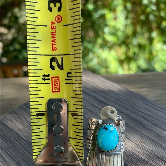 Yazzie Native American Navajo Authentic Turquoise Thunderbird Ring with Hearts - Picture 14 of 14